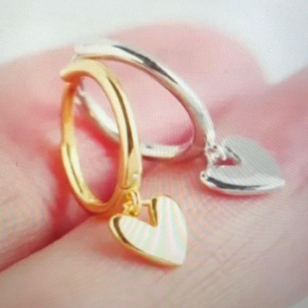 Gold and Silver Heart Hoop Earrings